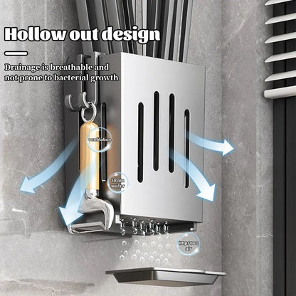 Wall Mount Cutlery Holder with Drainer