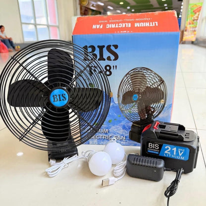 BIS F-8 Rechargeable Lithium Electric Fan with Two Bulbs