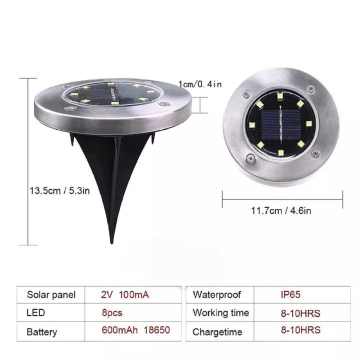 4PCS Solar 8 LED Ground Light