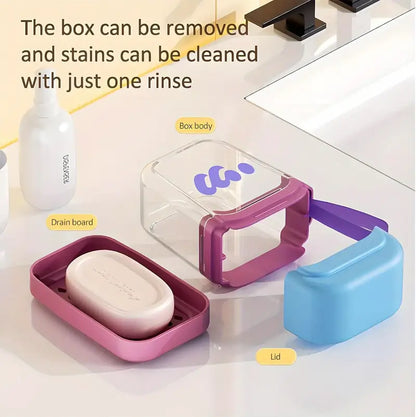 New Cute Travel Soap Case with Drain Tray & Lid