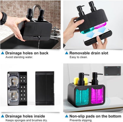 Dual Soap Dispenser with Sponge and Brush Holder