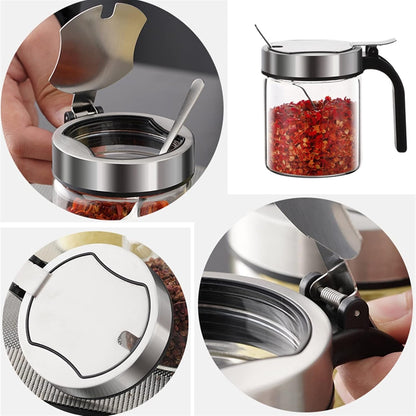 Stainless Steel Spice Jar with Spoon