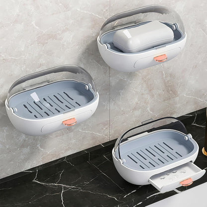 No-Hole Wall-Mounted Flip-Top Soap Dish
