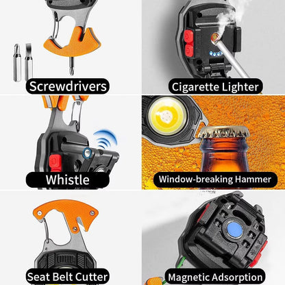 Multifunctional USB Rechargeable LED Keychain Flashlight