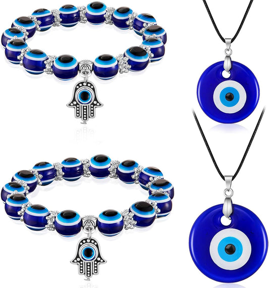 Blue Evil Eye Bracelet & Necklace for Protection and Good Luck