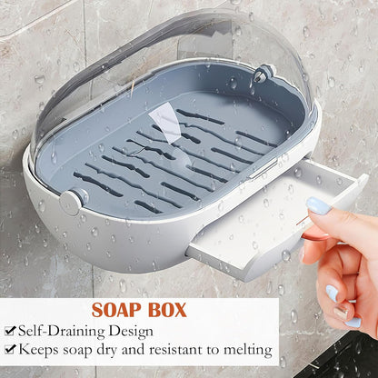 No-Hole Wall-Mounted Flip-Top Soap Dish