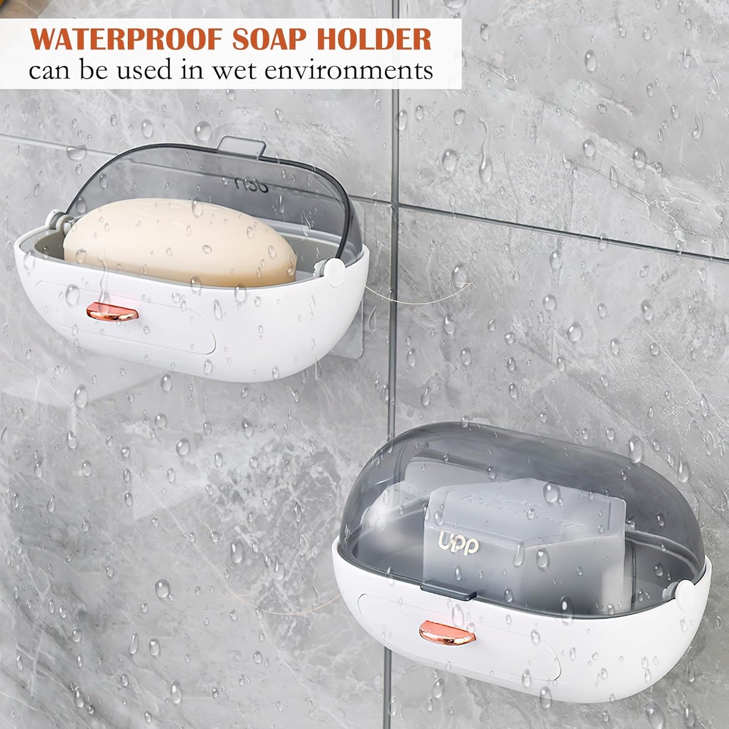 No-Hole Wall-Mounted Flip-Top Soap Dish