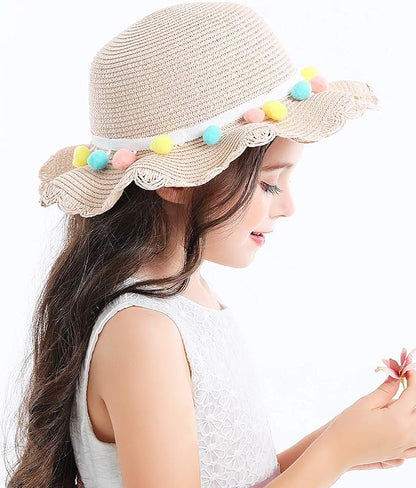 Little Girls Sun Straw Hat and Bag Set