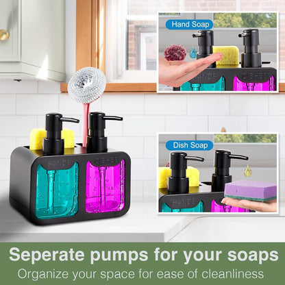Dual Soap Dispenser with Sponge and Brush Holder