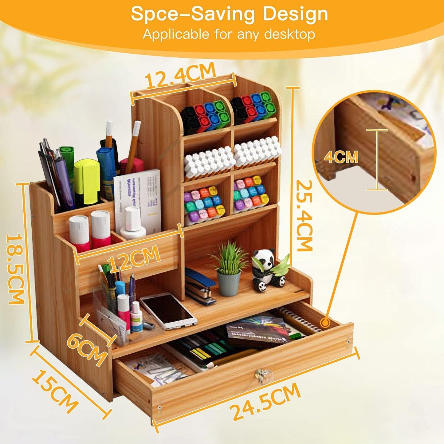 Wooden Pen Stand Desk Organizer