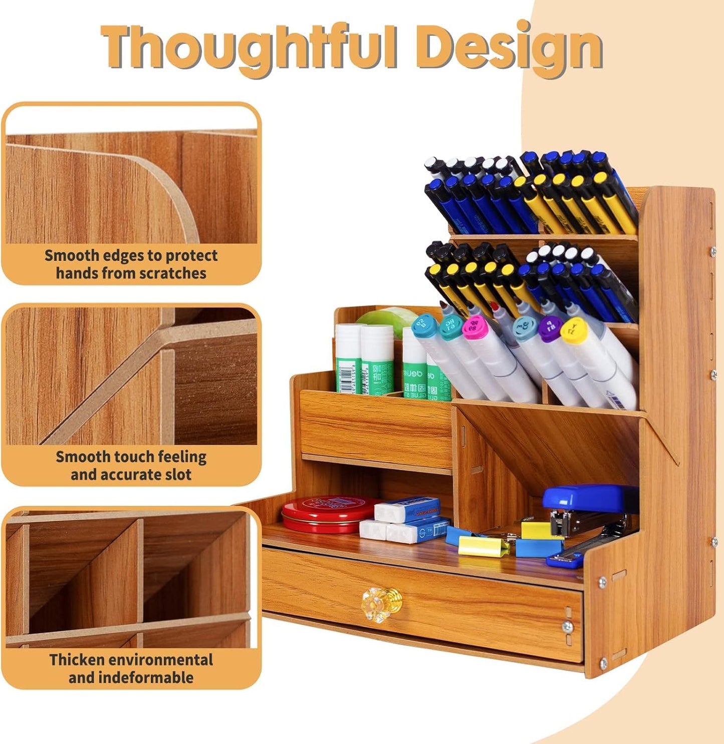 Wooden Pen Stand Desk Organizer