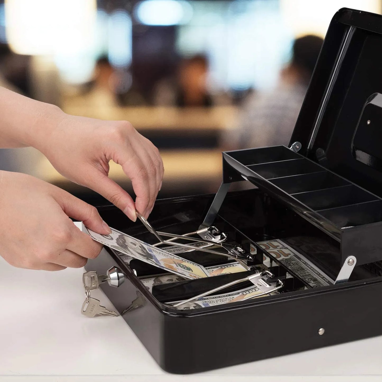 Metal Cash Box with Key – Secure Money Storage