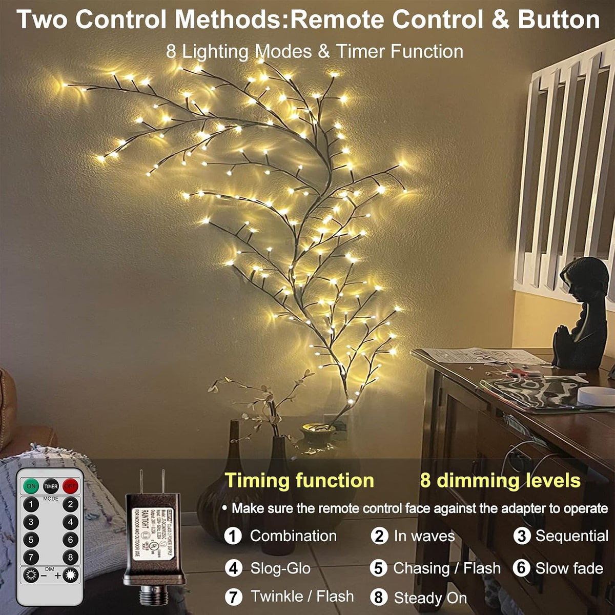 Flexible LED Willow Vine Lights with Remote