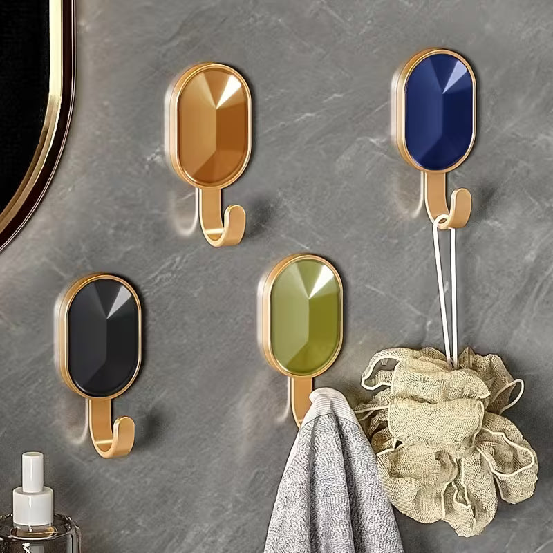 4pcs Gemstone Design Plastic Adhesive Hook