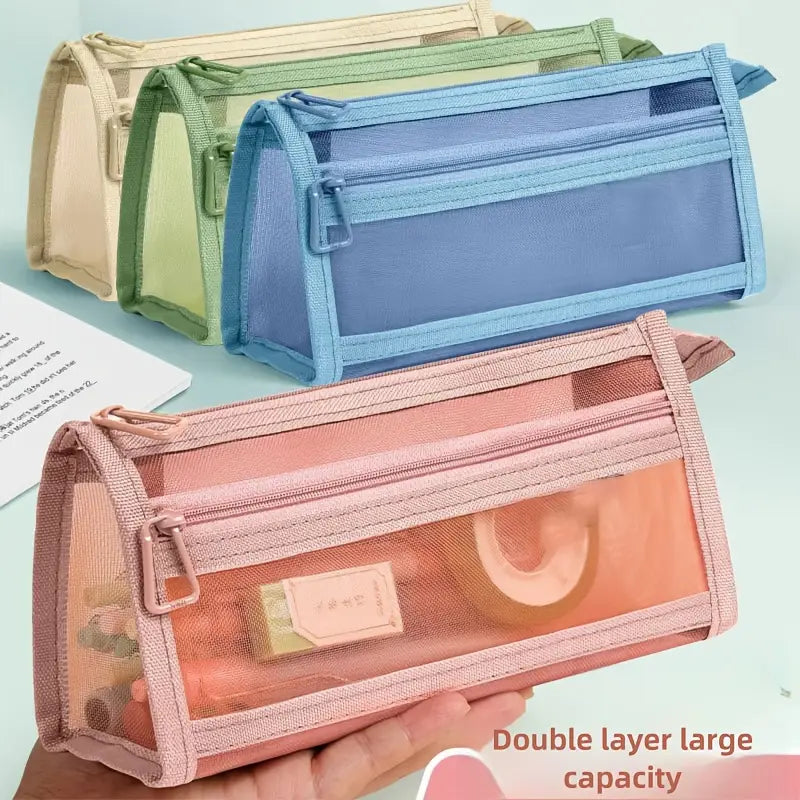 Double Layer Mesh Pencil Case