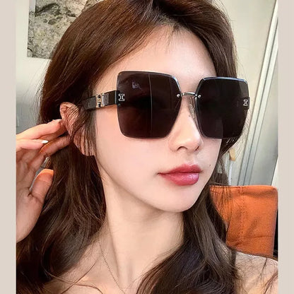 Korean NEW Rimless Two Color Gradient Square Women's Sunglasses