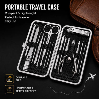 19-piece Stainless Steel Manicure and Pedicure Grooming Set