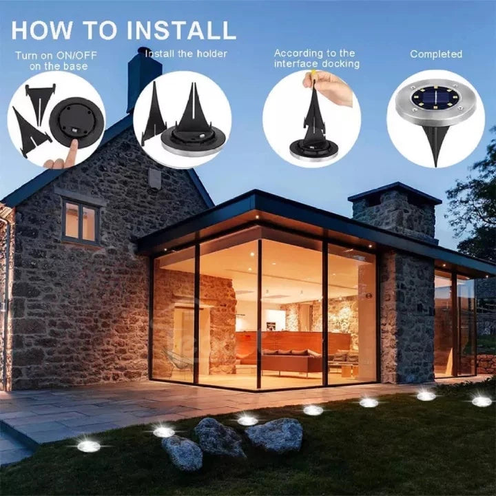4PCS Solar 8 LED Ground Light