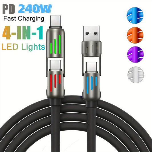 4-in-1 Fast Charging Cable 240W for iPhone and Android