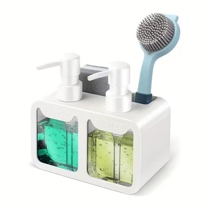 Dual Soap Dispenser with Sponge and Brush Holder