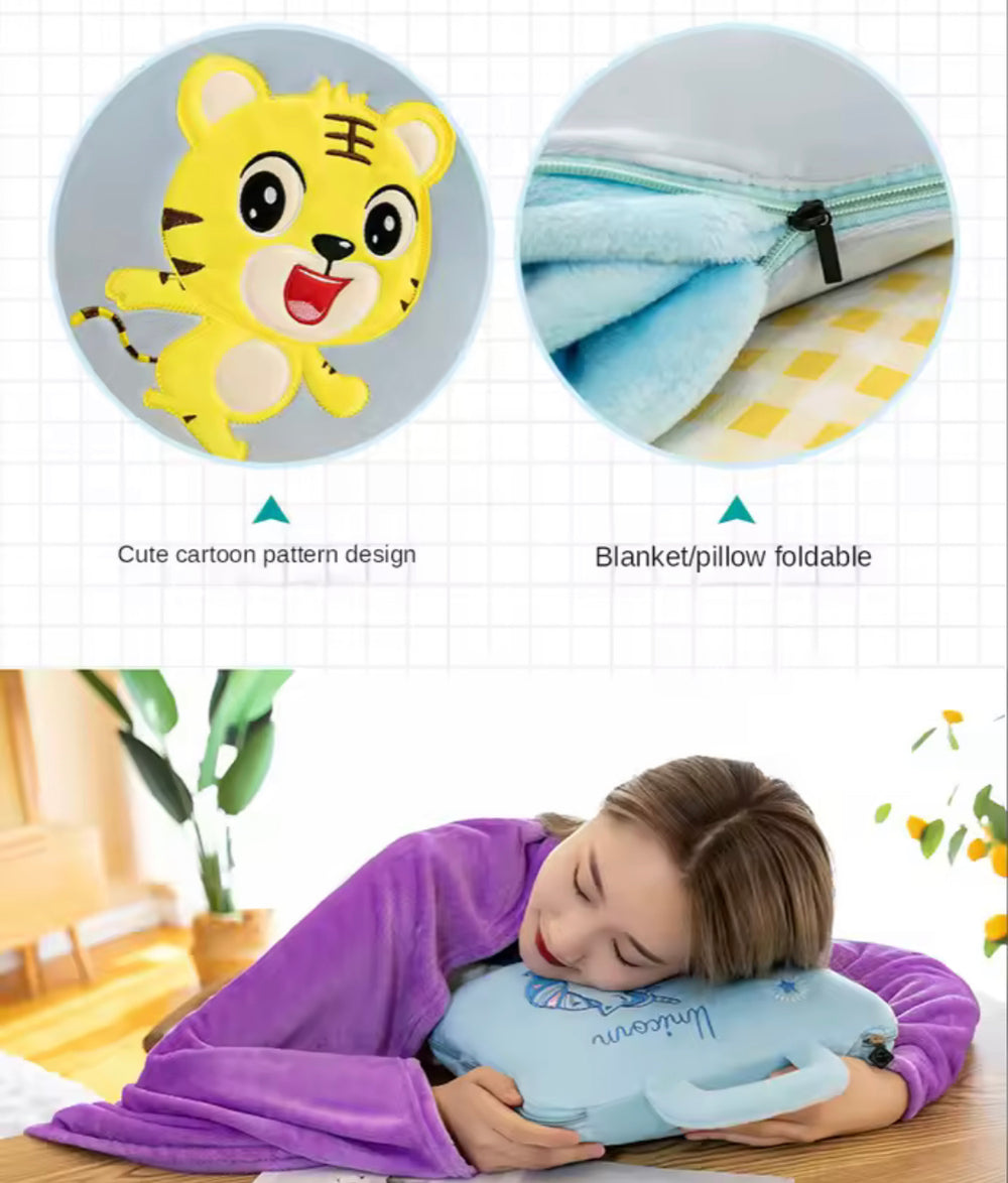 2-in-1 Cartoon Pillow Blanket