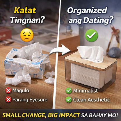 Minimalist Tissue Holder with Bamboo Lid