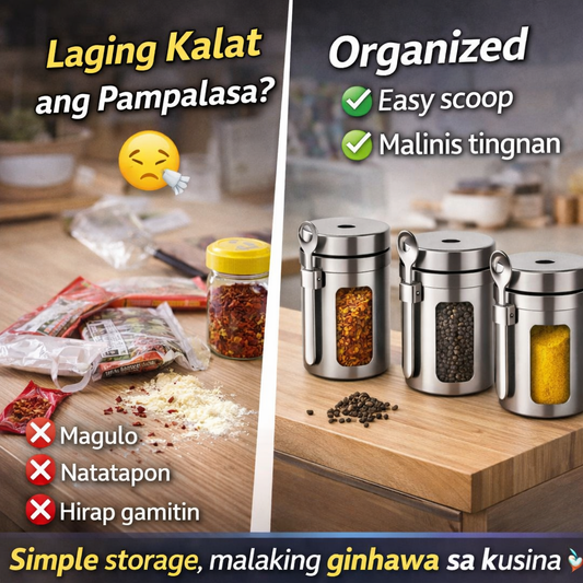 Stainless Steel Spice Jar with Spoon