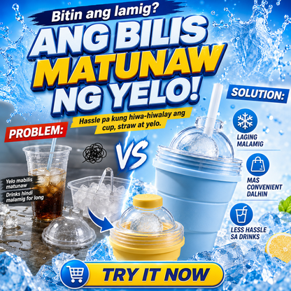 Collapsible Silicone Ice Ball Maker Cup with Straw