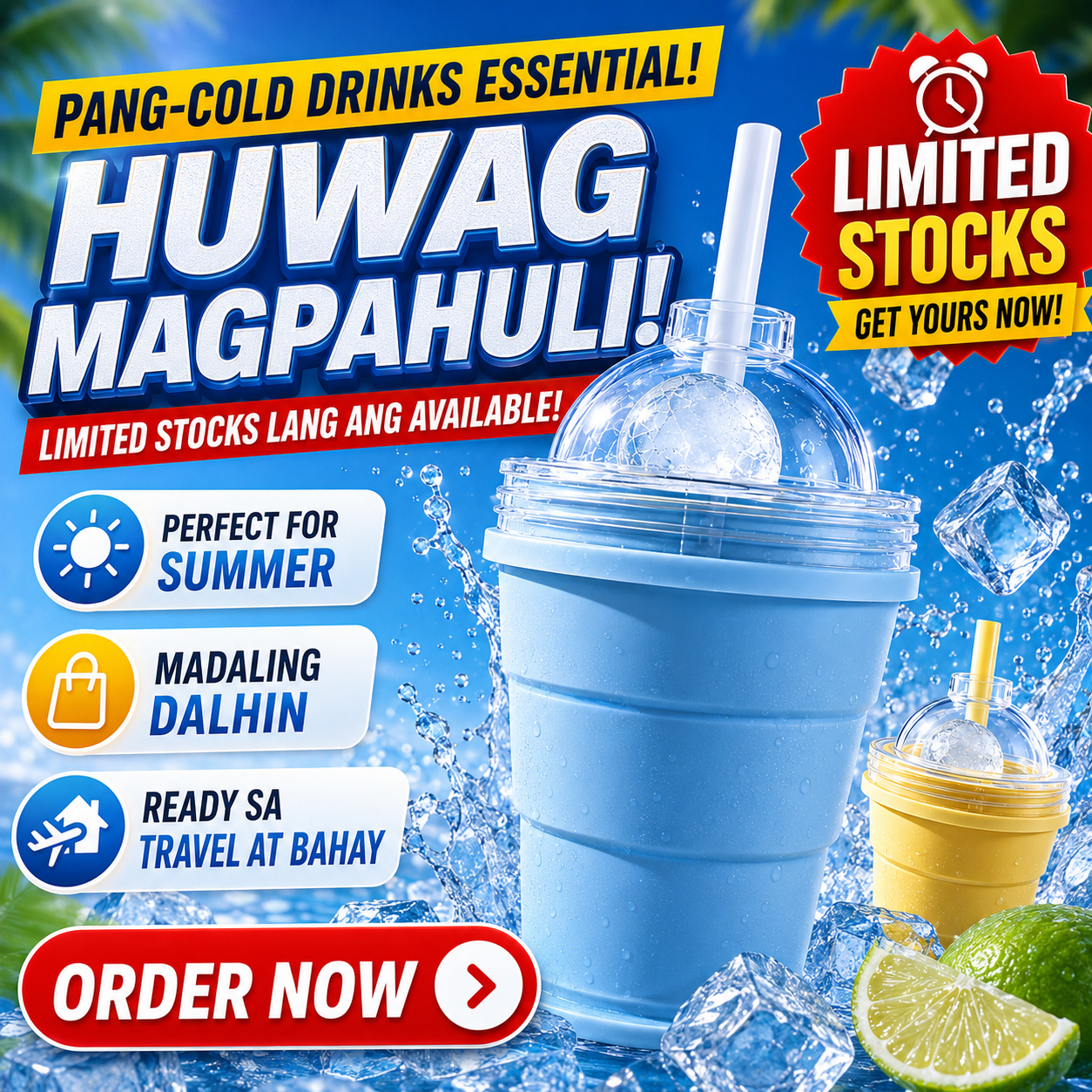 Collapsible Silicone Ice Ball Maker Cup with Straw