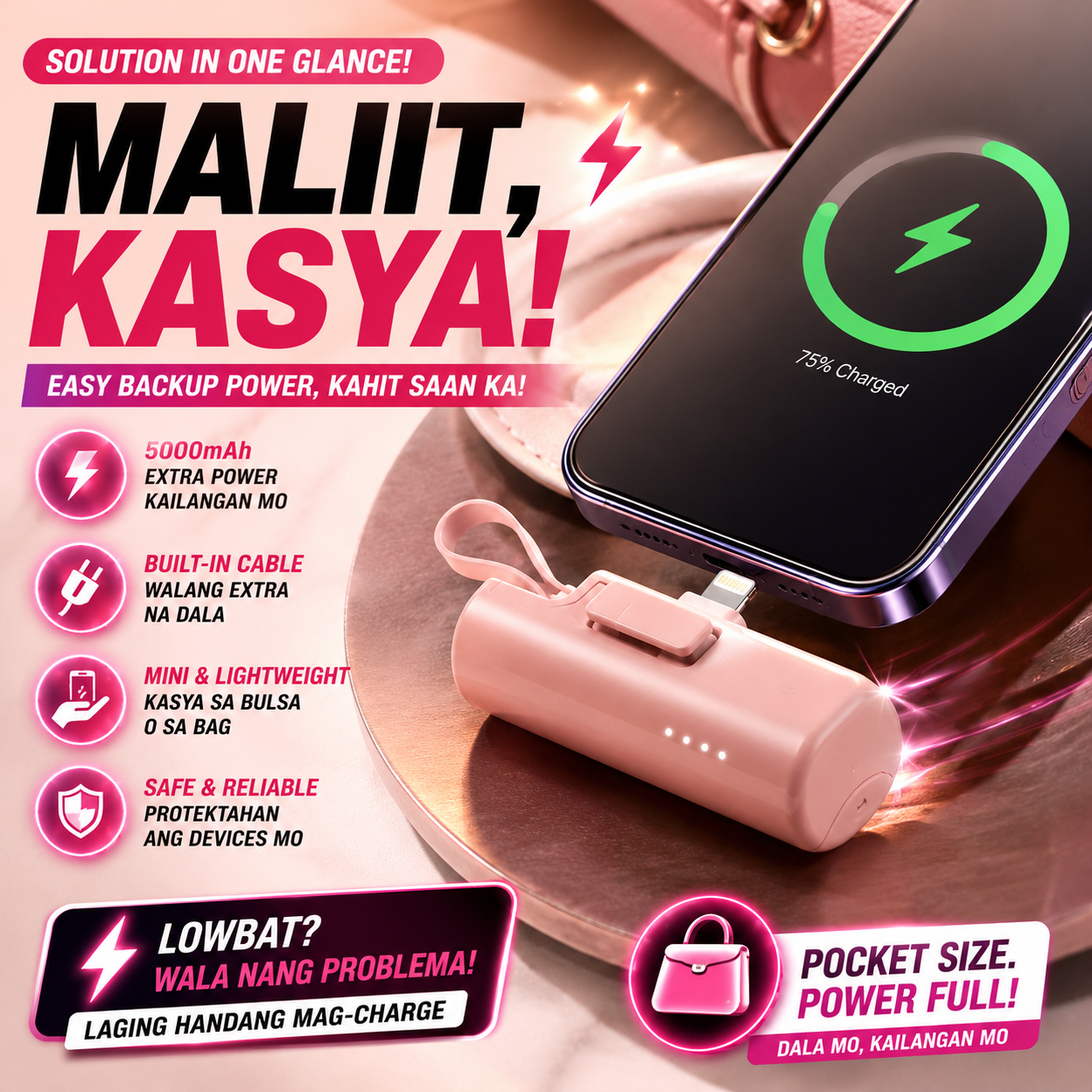 MINI POCKET LIPSTICK SIZE POWERBANK