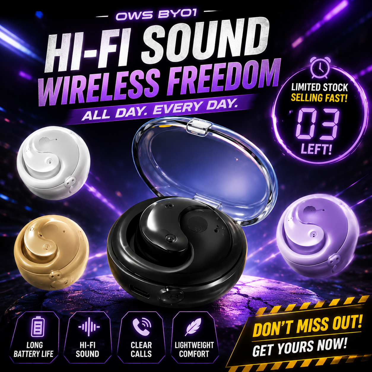 OWS BY01 Earbuds HiFi Sound Quality Wireless Bluetooth Earphone