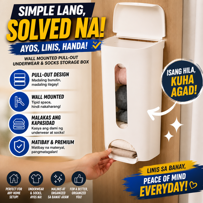 Wall Mounted Pull-Out Underwear and Socks Storage Box