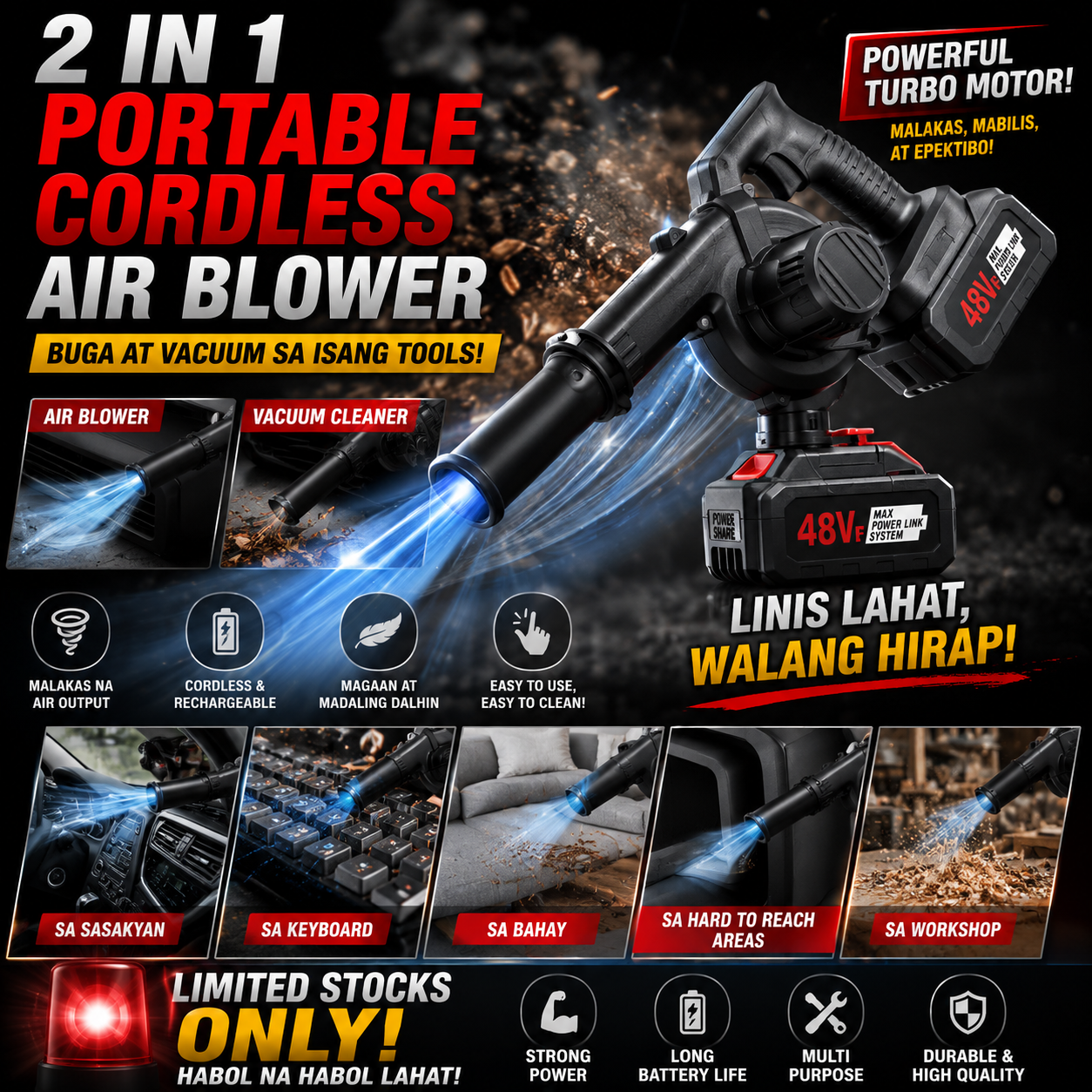 2 IN 1 Portable Cordless Air Blower