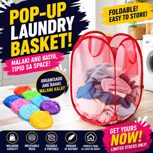 Foldable Pop-Up Mesh Laundry Basket