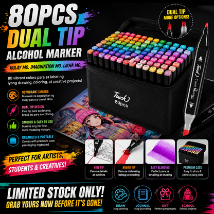 80pcs Dual Tip Alcohol Marker
