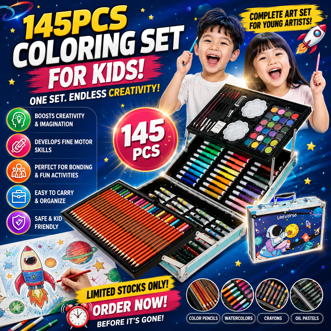 145PCS Coloring Set for Kids