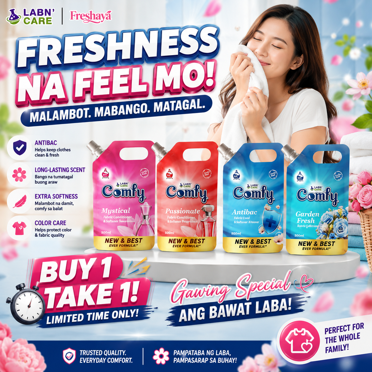 BUY 1 TAKE 1 | LABN'CARE Comfy Liquid Fabric Conditioner & Softeners 500ML
