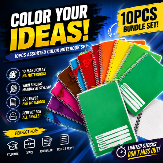 10pcs Assorted Color Writing-Yarn-Spiral All Level Notebook Set