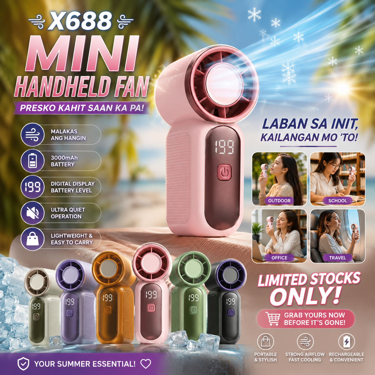 X688 Mini Handheld Fan