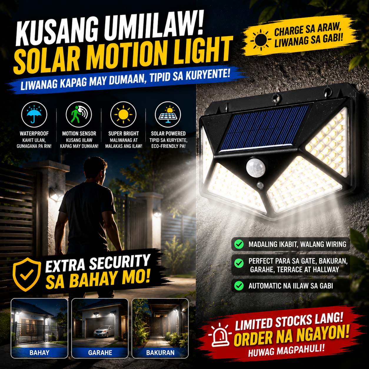 Solar Motion Sensor LED Lights