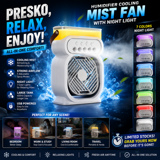 Humidifier Cooling Mist Fan with Night Light