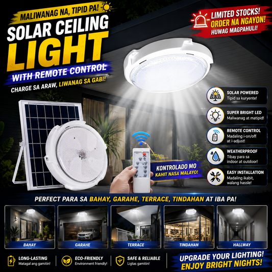 Solar Ceiling Light with Remote Control