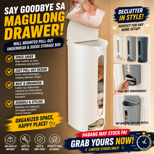 Wall Mounted Pull-Out Underwear and Socks Storage Box