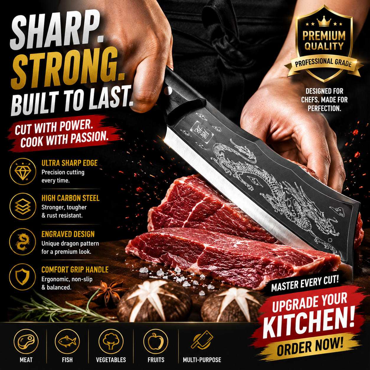 Japanese Black Dragon Knife – Razor Sharp Precision, Built for Masters of the Kitchen
