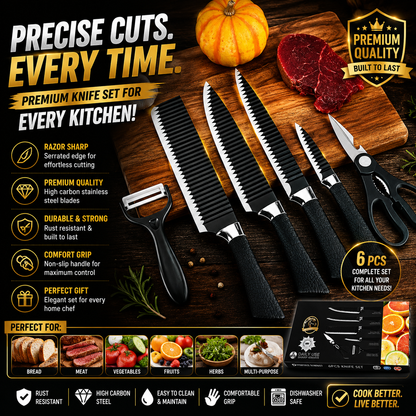 6PCS Black Ceramic Knife Set