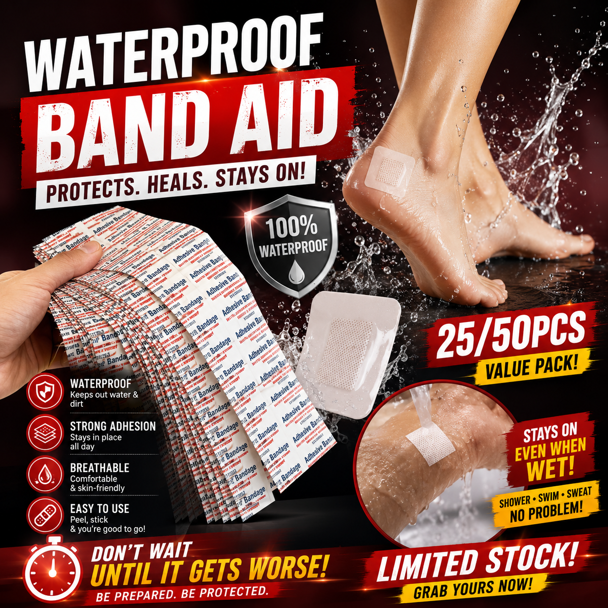 Waterproof Hypoallergenic Band Aid – Gentle on Skin, Tough on Protection!