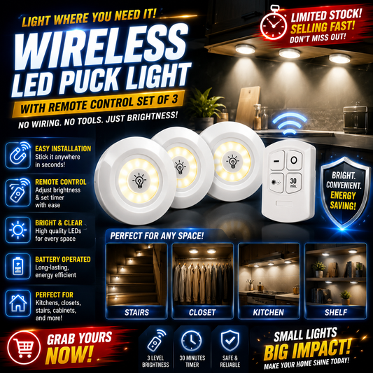 LED Pin Light with Remote Control Set of 3