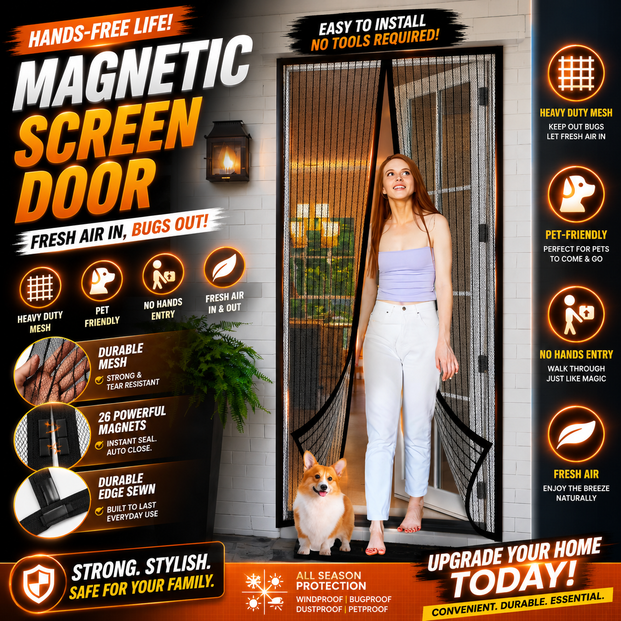 Magnetic Screen Door Net