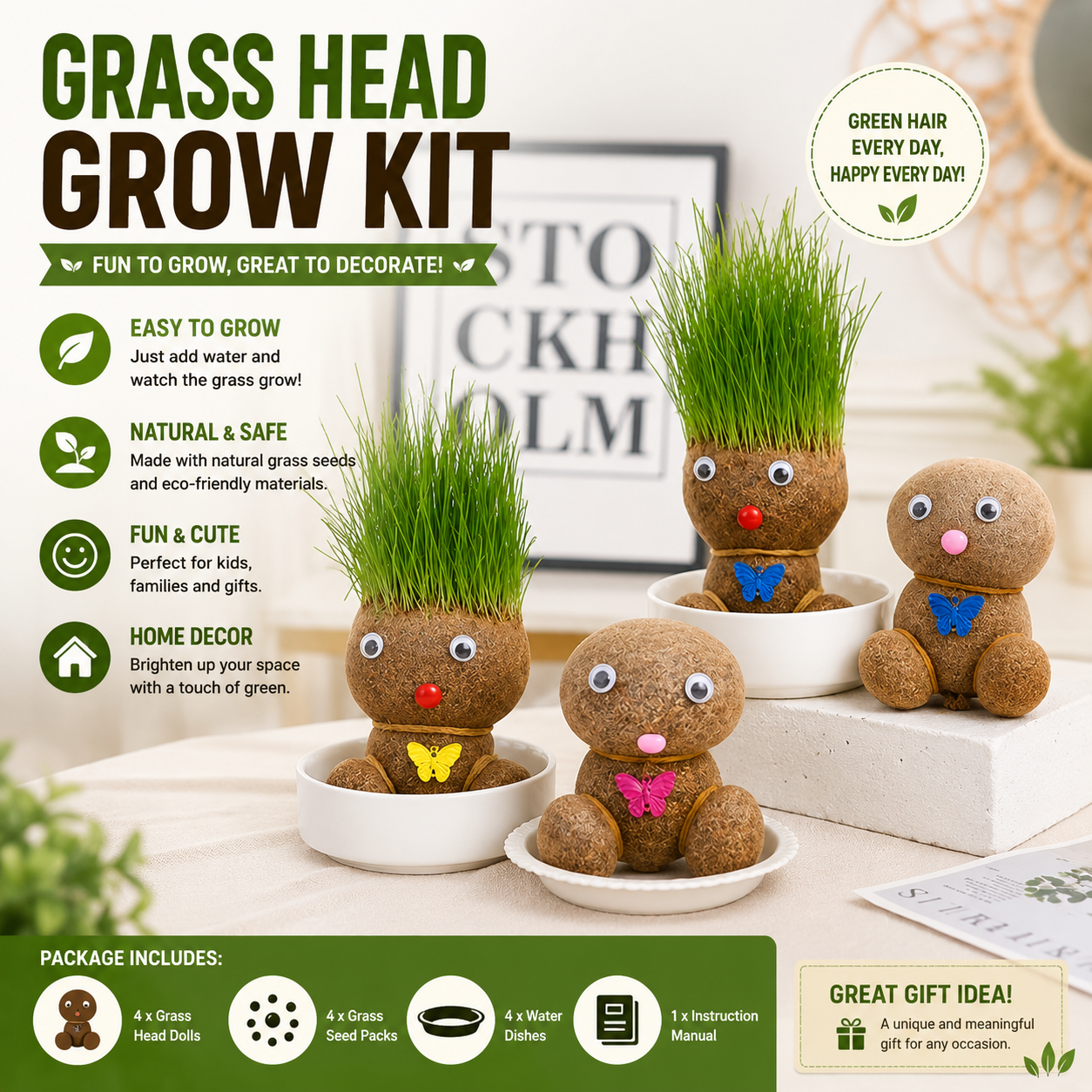 Indoor Growing Grass Head Doll