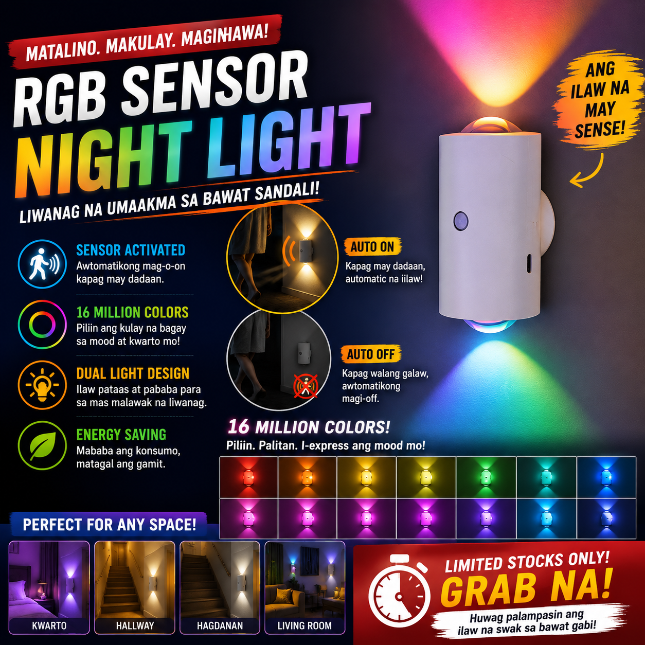 Rechargeable RGB Ambient Light with Motion Sensor